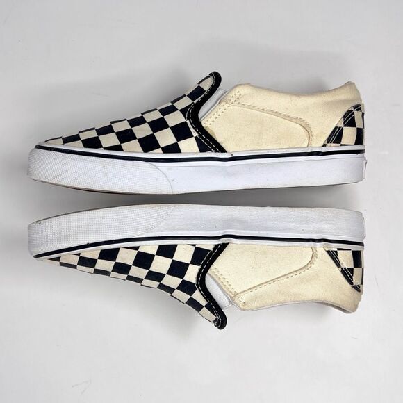 Vans Classic Checkerboard Off-White and Black Canvas Slip-On Sneakers Women’s 6 - Picture 2 of 9
